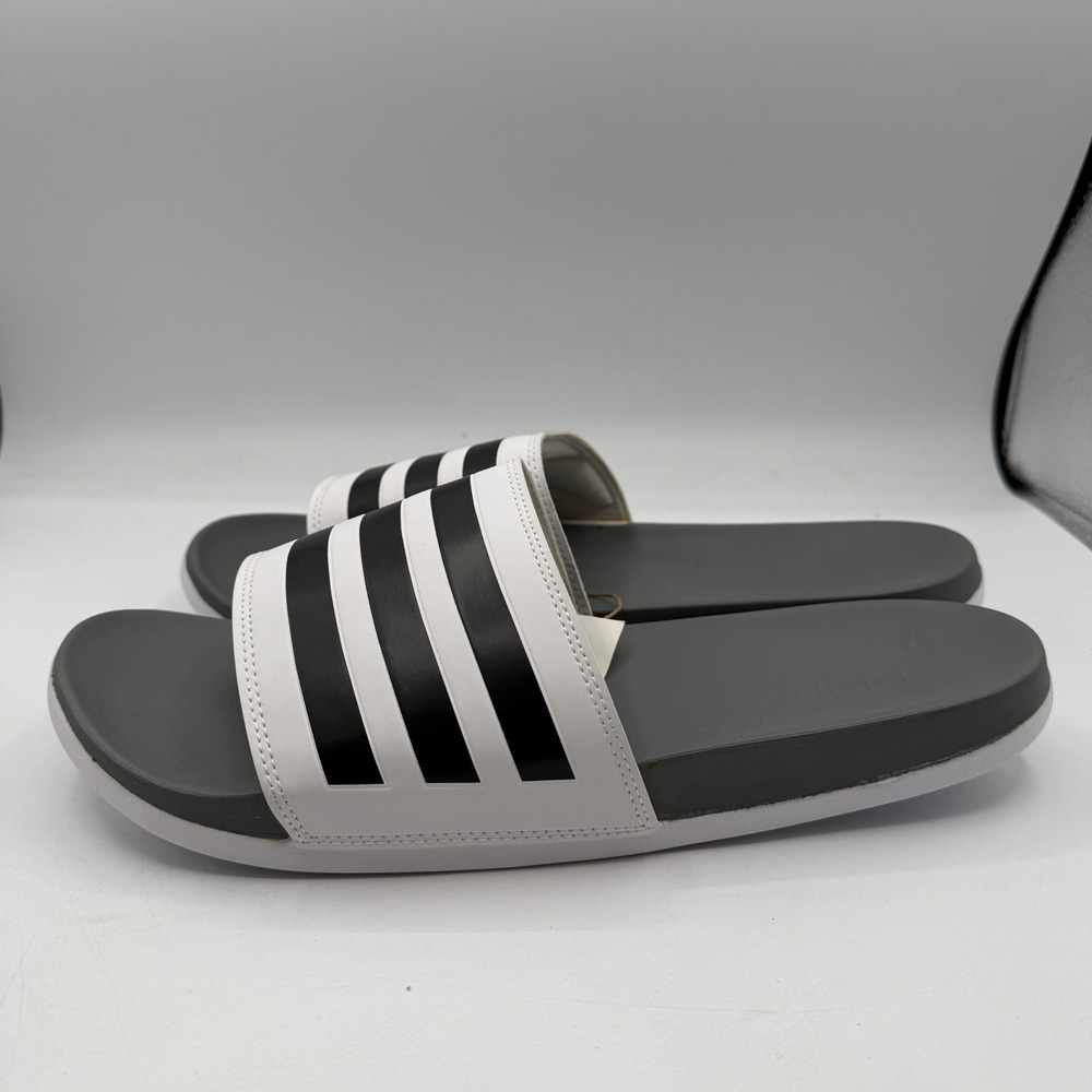 Adidas Adilette Comfort Slide Mens 14 Womens 15 White Grey Beach Sandals GZ5895 - Picture 5 of 8